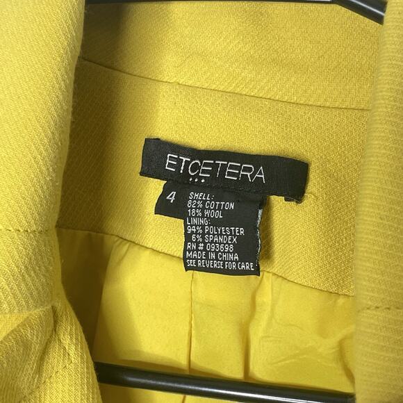 Etcetera Blazer Yellow Cotton Wool Retro Mod Style Size 4 - Picture 5 of 9